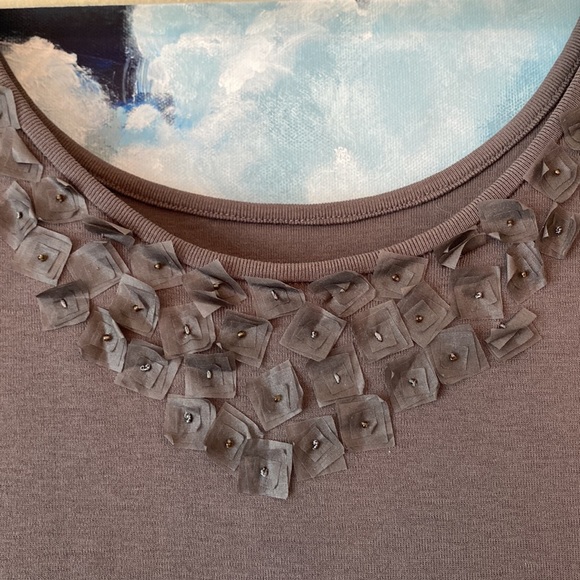 Eileen Fisher Organic Cotton Embellished Grey Tank - Picture 3 of 6